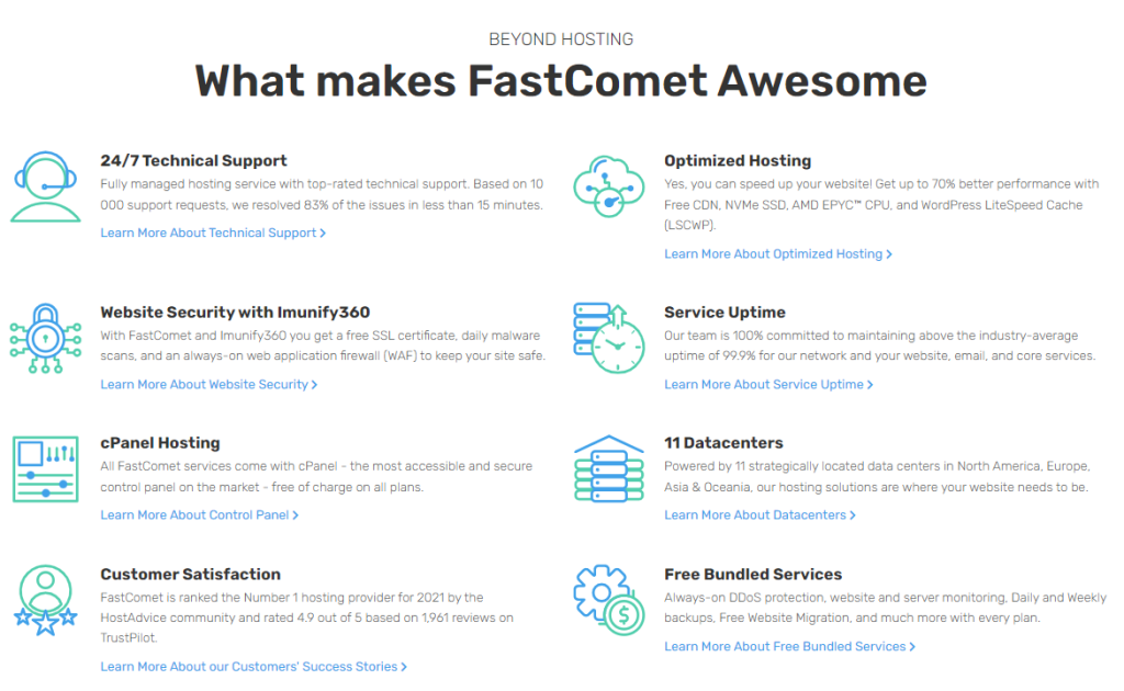 fastcomet hosting different features 